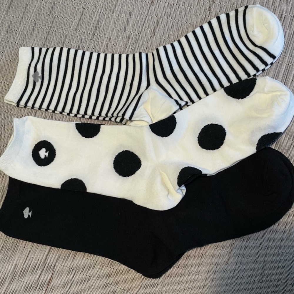 Kate Spade New York Ankle Socks – 3-Pack Gift Box | Black & White - Picture 2 of 2